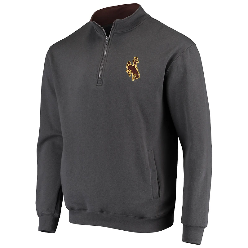 Veste à col zippé Colosseum Charcoal Wyoming Cowboys avec logo Tortugas pour homme