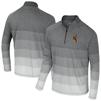 Coupe-vent raglan à rayures en maille et quart de zip pour homme, gris Colosseum, Wyoming Cowboys AI