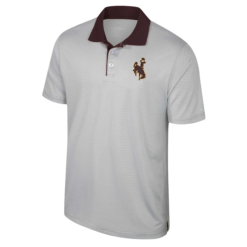 Men's Colosseum Gray Wyoming Cowboys Tuck Striped Polo