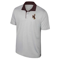 Men's Colosseum Gray Wyoming Cowboys Tuck Striped Polo