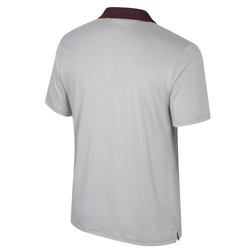 Men's Colosseum Gray Wyoming Cowboys Tuck Striped Polo