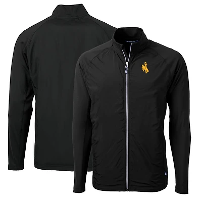 Men's Cutter & Buck Black Wyoming Cowboys Big Tall Adapt Eco Knit Hybrid Recycled Full-Zip Jacket