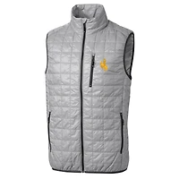 Gilet matelassé Rainier PrimaLoft Eco à fermeture éclair intégrale pour homme, gris, style coupe-vent et buck, Wyoming Cowboys, grandes tailles
