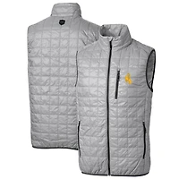Gilet matelassé Rainier PrimaLoft Eco à fermeture éclair intégrale pour homme, gris, style coupe-vent et buck, Wyoming Cowboys, grandes tailles