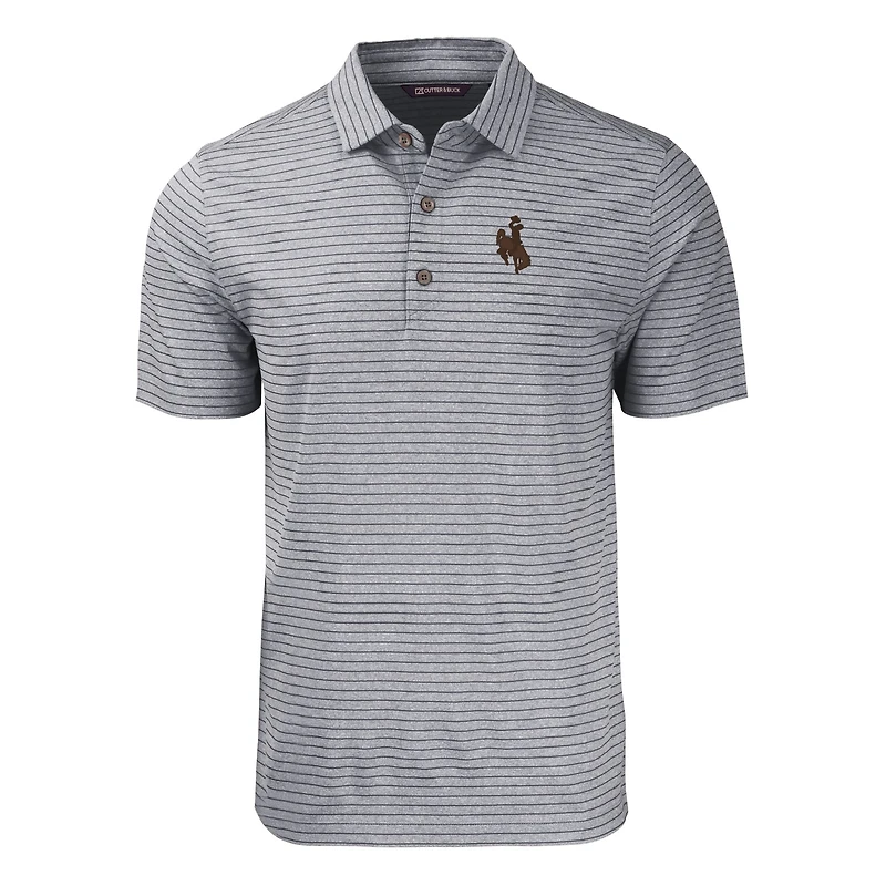 Polo extensible recyclé à rayures chinées Forge Eco pour homme, noir chiné, des Cowboys du Wyoming