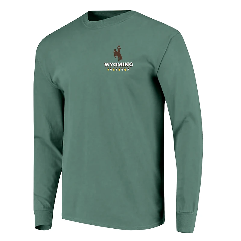 Men's Image One Light Green Wyoming Cowboys Holiday Long Sleeve T-Shirt