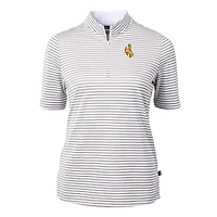 Women's Cutter & Buck  Gray Wyoming Cowboys DryTec Virtue Eco Pique Stripe Recycled Polo