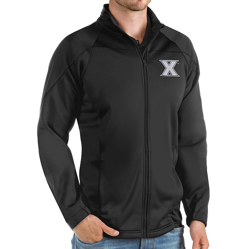 Veste de golf zippée intégrale Antigua Black Xavier Musketeers Links pour homme