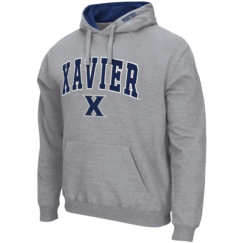 Chandail à capuchon Colosseum gris chiné Xavier Musketeers Arch and Logo pour homme
