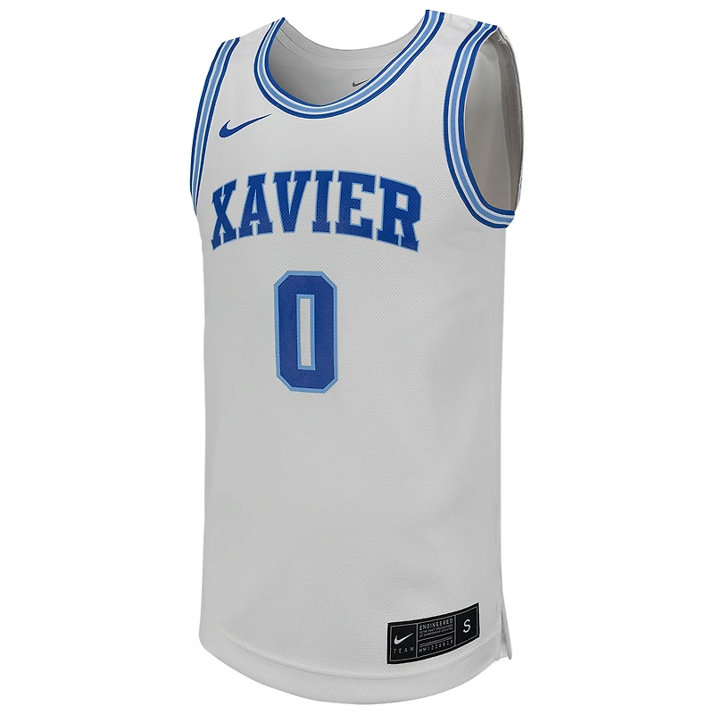 Men's Nike #0 White Xavier Musketeers Replica Basketball Jersey