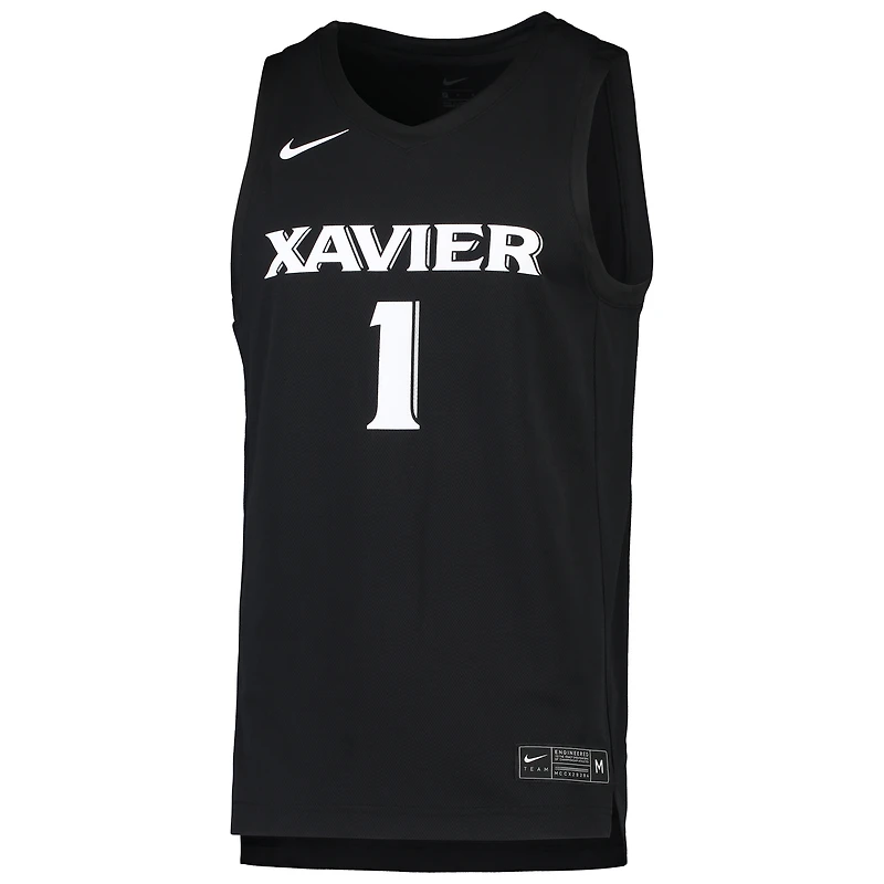 Nike #1 Noir Xavier Musketeers Team Replica Maillot de basket-ball pour homme