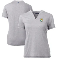 Haut à col en V pour femme Cutter & Buck Heather Grey XULA Gold Forge Blade