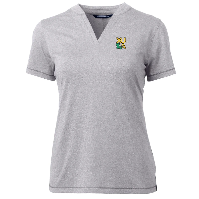 Haut à col en V pour femme Cutter & Buck Heather Grey XULA Gold Forge Blade