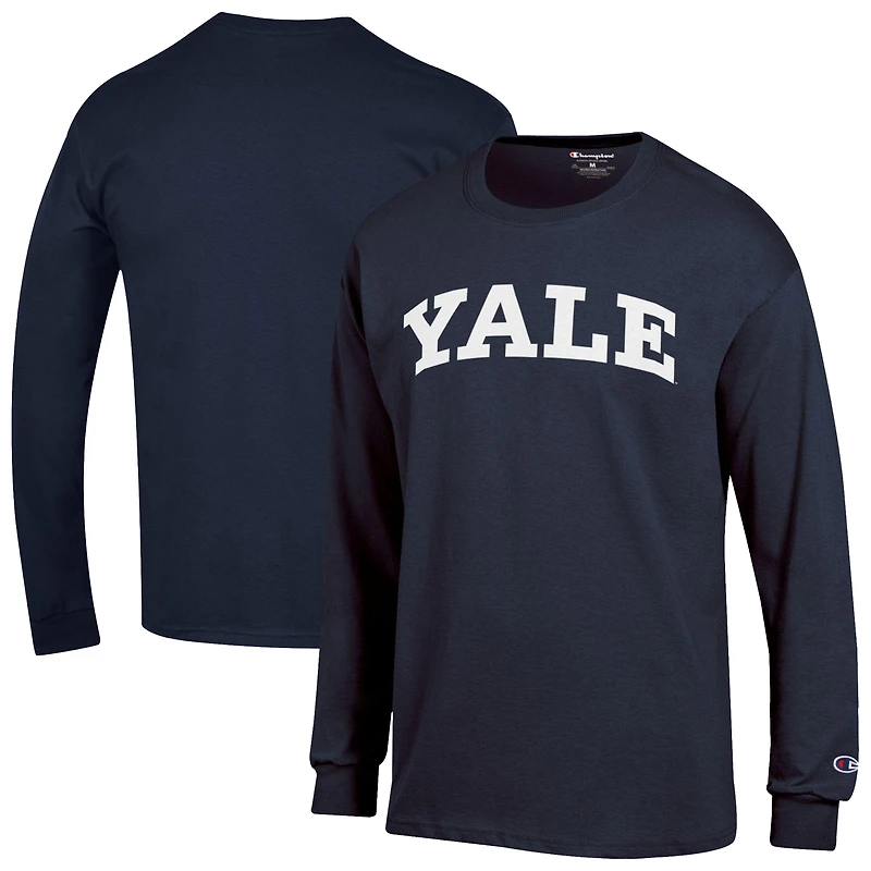 T-shirt à manches longues Champion Navy Yale Bulldogs Basic Arch pour homme