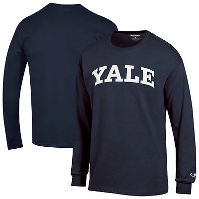T-shirt à manches longues Champion Navy Yale Bulldogs Basic Arch pour homme