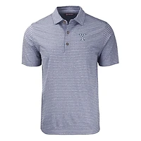 Polo extensible recyclé à rayures Forge Eco Heather pour homme, bleu marine chiné, des Bulldogs de Yale, taille grande et