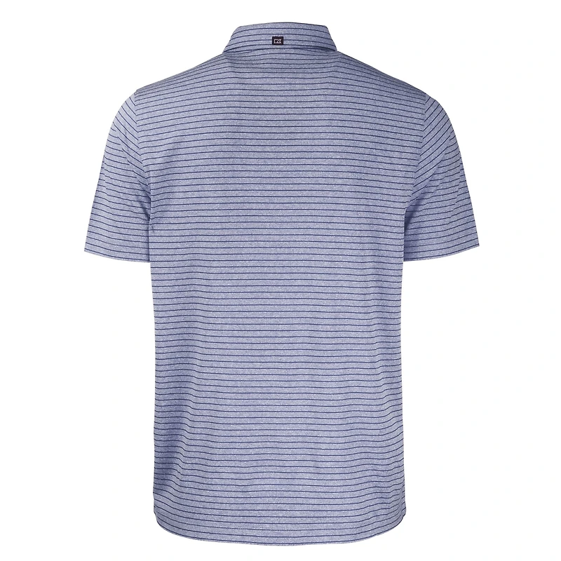 Polo extensible recyclé à rayures Forge Eco Heather pour homme, bleu marine chiné, des Bulldogs de Yale, taille grande et