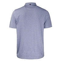 Polo extensible recyclé à rayures Forge Eco Heather pour homme, bleu marine chiné, des Bulldogs de Yale, taille grande et