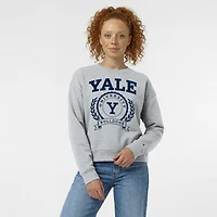Women's Champion  Heather Gray Yale Bulldogs Academic Crest Powerblend Crewneck Sweatshirt