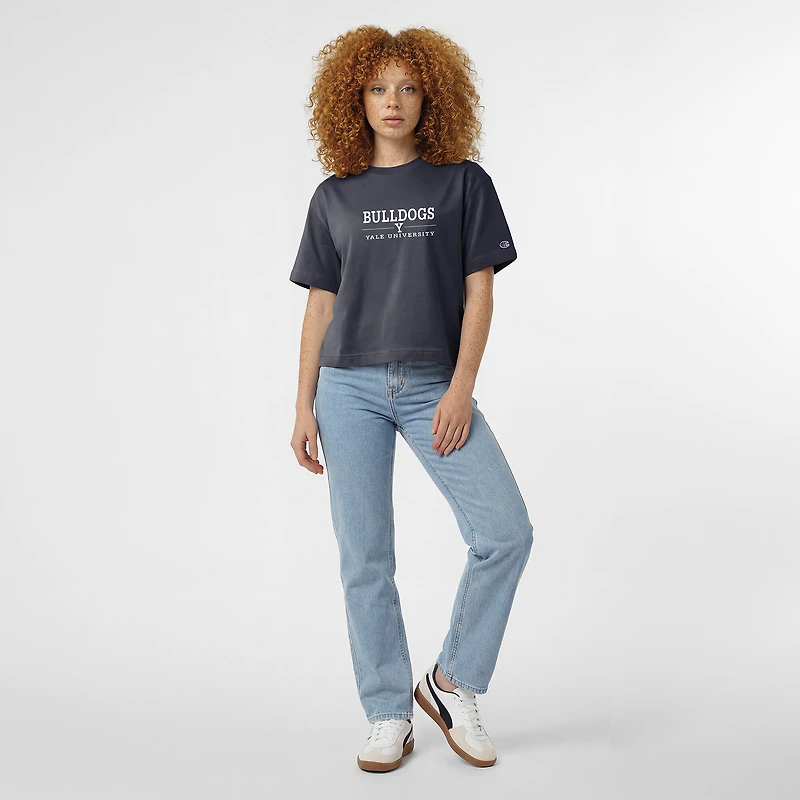 Women's Champion  Navy Yale Bulldogs Waist Length Wordmark T-Shirt
