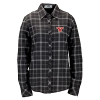 Women's Charcoal Youngstown State Penguins Brewer Flannel Button-Down Long Sleeve Shirt