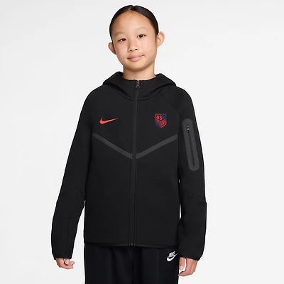 Sweat à capuche zippé Nike Tech Fleece noir pour enfant, inspiré de l'équipe nationale américaine football.