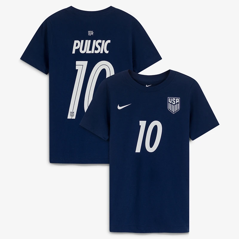 Youth Nike Christian Pulisic Navy USMNT Away Player Name & Number T-Shirt