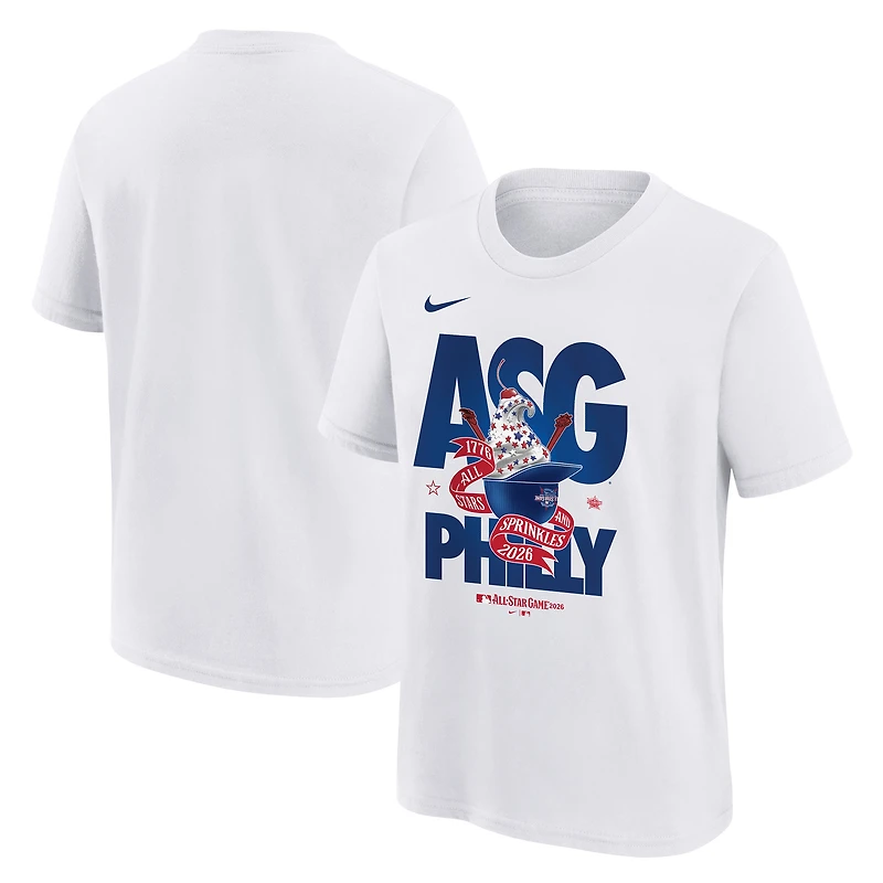 Youth Nike White 2026 MLB All-Star Game Ice Cream Helmet T-Shirt