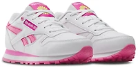 Reebok Girls Classic Leather - Girls' Preschool Shoes White/Atomic Pink/Electric Yellow