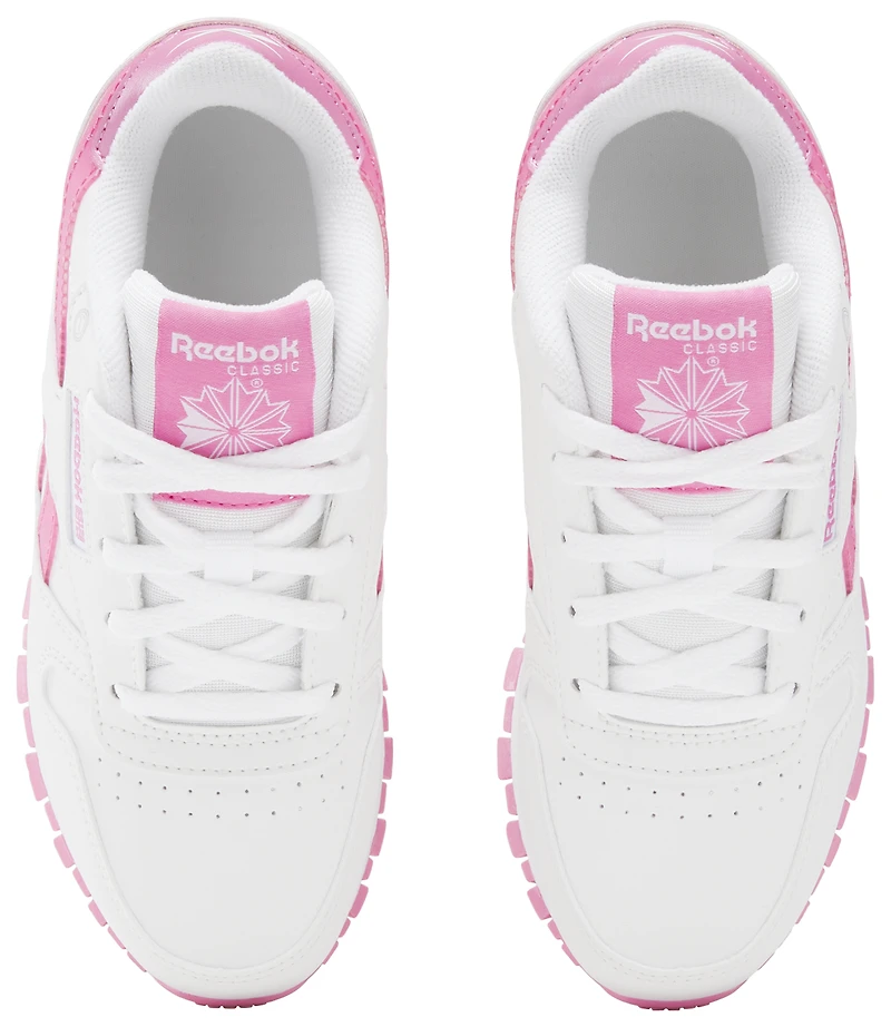 Reebok Girls Reebok Classic Leather Step N Flash - Girls' Preschool Running Shoes True Pink/White Size 13.5