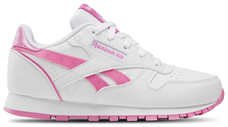 Reebok Girls Reebok Classic Leather Step N Flash - Girls' Preschool Running Shoes True Pink/White Size 13.5