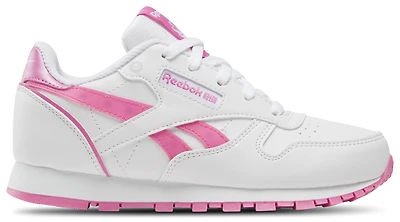 Reebok Girls Reebok Classic Leather Step N Flash - Girls' Preschool Running Shoes True Pink/White Size 13.5