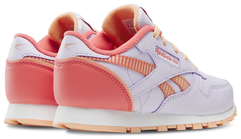 Reebok Girls Classic Leather Step N Flash - Girls' Preschool Running Shoes Sunset Coral/Digital Gleam/Sunkissed Orange