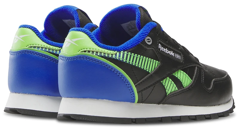 Reebok Boys Classic Leather Step N Flash - Boys' Preschool Shoes Solar Lime/Black/Optimum Blue