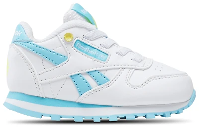 Reebok Girls Classic Leather - Girls' Toddler Shoes Electric Yellow/Digital Blue/White