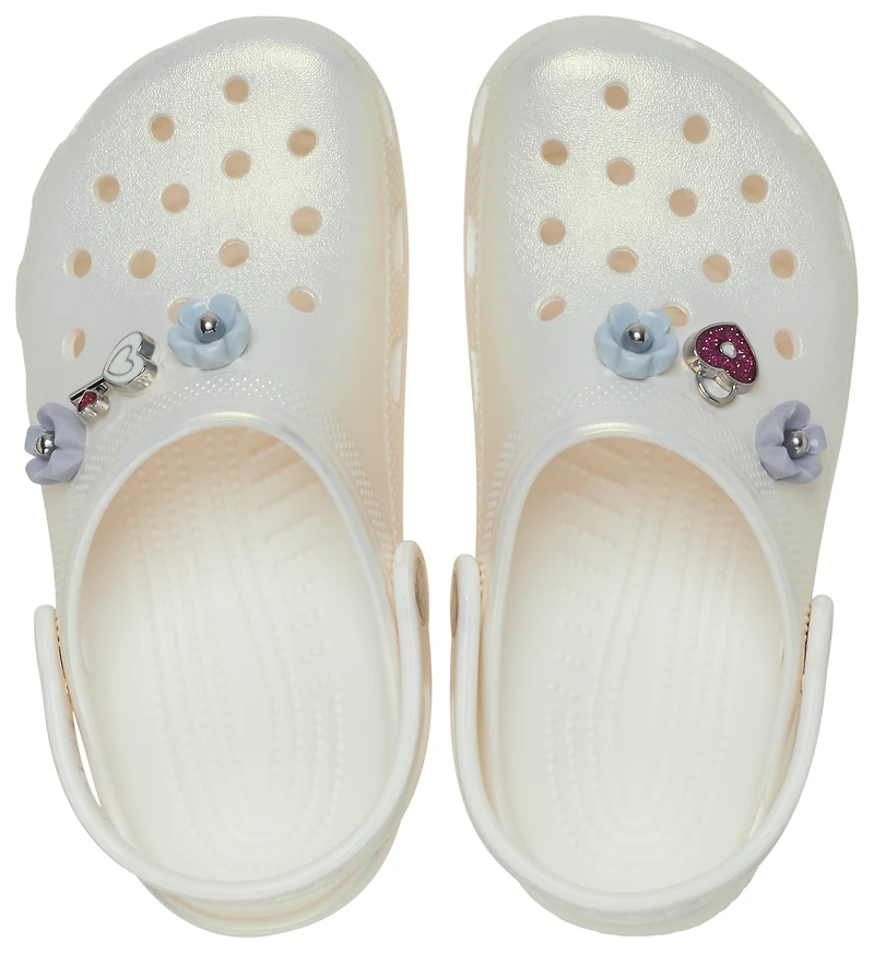 Crocs Girls Classic Iridescent Charm Clogs - Girls' Grade School Shoes Chalk/Multi