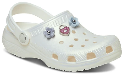 Crocs Girls Classic Iridescent Charm Clogs - Girls' Grade School Shoes Chalk/Multi