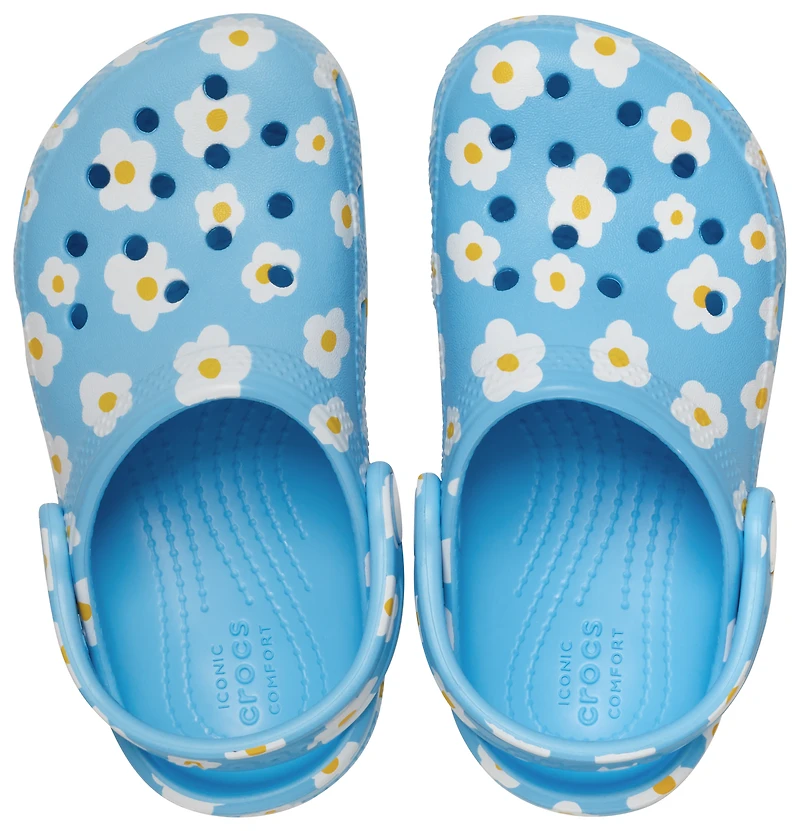 Crocs Girls Classic Clogs - Girls' Toddler Shoes Blue/White/Daisy
