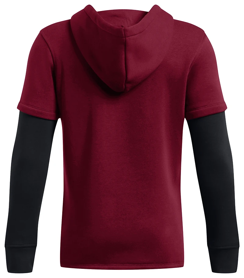 Under Armour Boys Under Armour Icon Fleece Jersey Hoodie - Boys' Grade School Cardinal/Black/White Size M