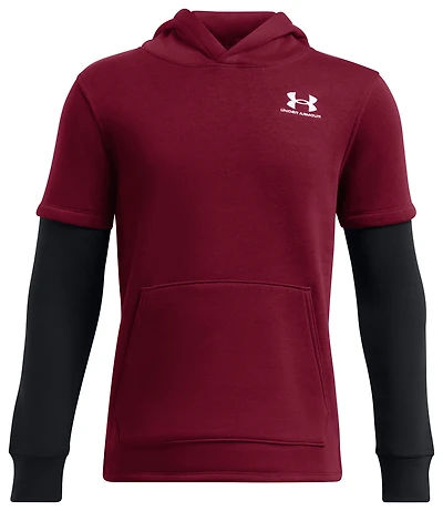 Under Armour Boys Under Armour Icon Fleece Jersey Hoodie - Boys' Grade School Cardinal/Black/White Size M