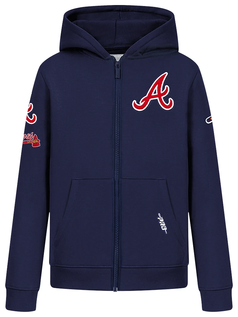 Pro Standard Atlanta Braves Classic Flc Fz Hoodie - Boys' Grade School