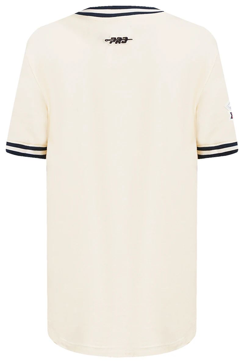 Pro Standard Boys Pro Standard Houston Astros Retro Classic Ss Striped Rib Tee - Boys' Grade School Eggshell/Midnight Navy Size L