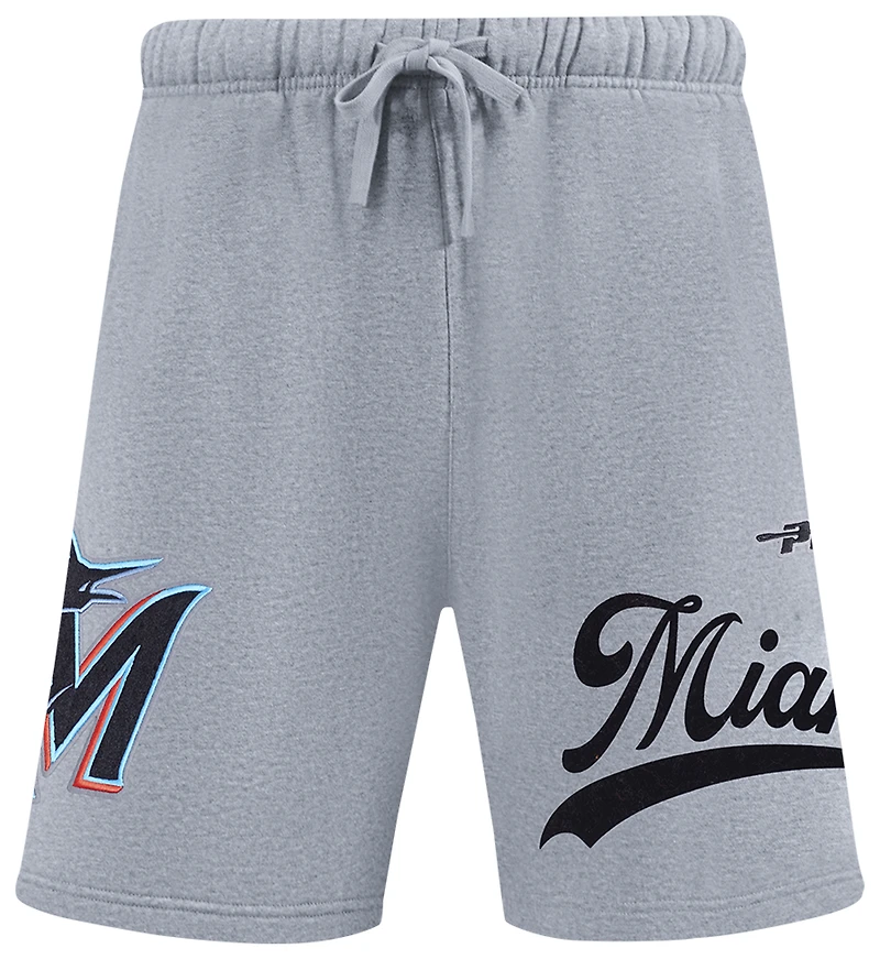 Pro Standard Marlins Living Large Fleece Shorts - Men's