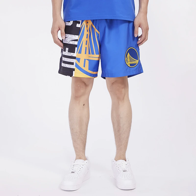 Pro Standard Warriors Split Mash Up Logo Woven Shorts - Men's