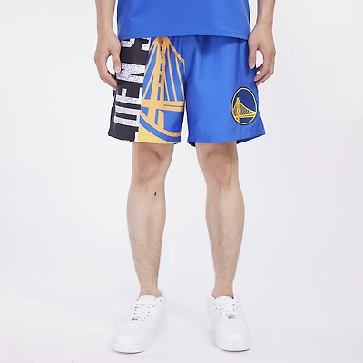 Pro Standard Warriors Split Mash Up Logo Woven Shorts - Men's