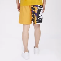 Pro Standard Lakers Split Mash Up Logo Woven Shorts - Men's