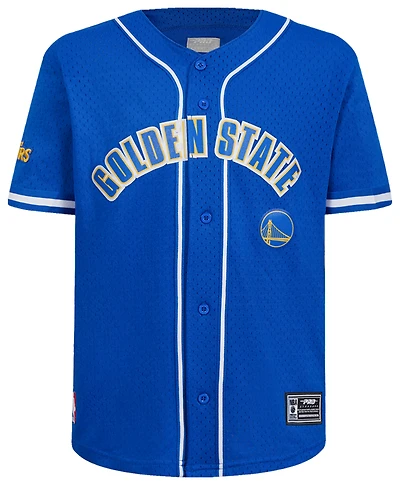 Pro Standard Boys Golden State Warriors Classic Mesh Button Shirt - Boys' Grade School Royal Blue