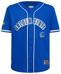 Pro Standard Boys Golden State Warriors Classic Mesh Button Shirt - Boys' Grade School Royal Blue