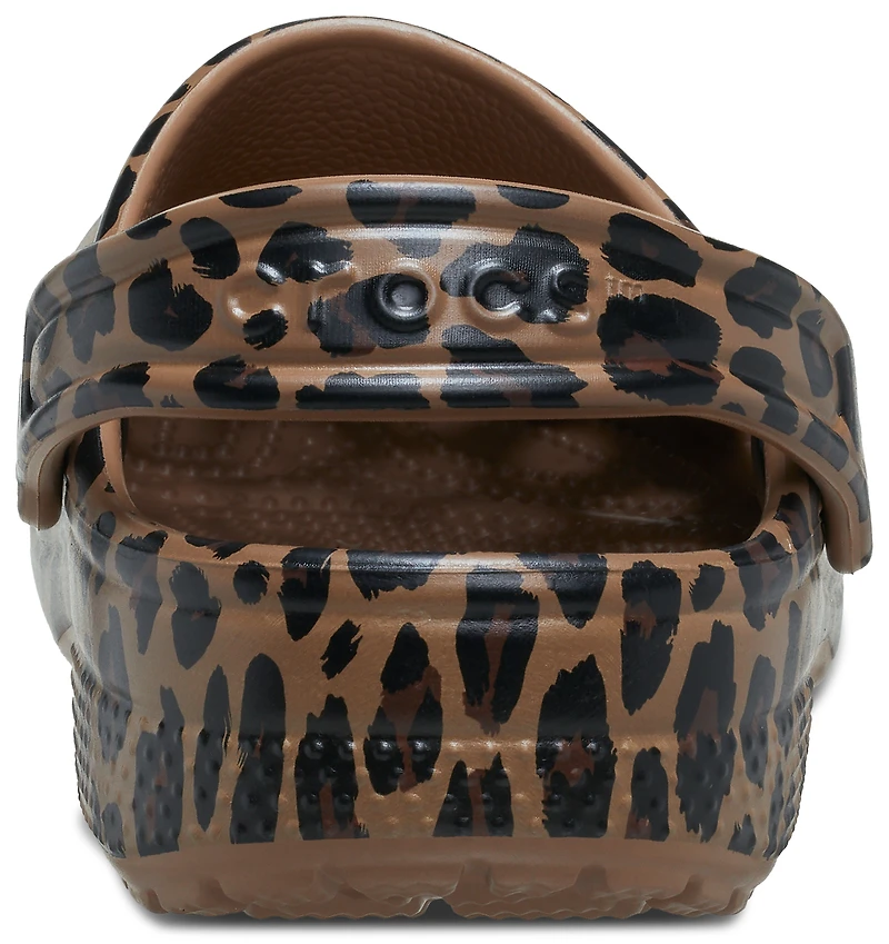 Crocs Girls Leopard Classic Clogs - Girls' Grade School Shoes Sepia