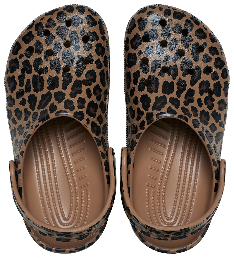 Crocs Girls Leopard Classic Clogs - Girls' Preschool Shoes Sepia